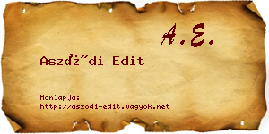 Aszódi Edit névjegykártya